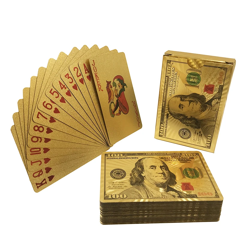 24K carte da gioco DOLLARO D/'ARGENTO 100 DOLLARI A POKER FOIL FUL alta impermeabile 54 carte