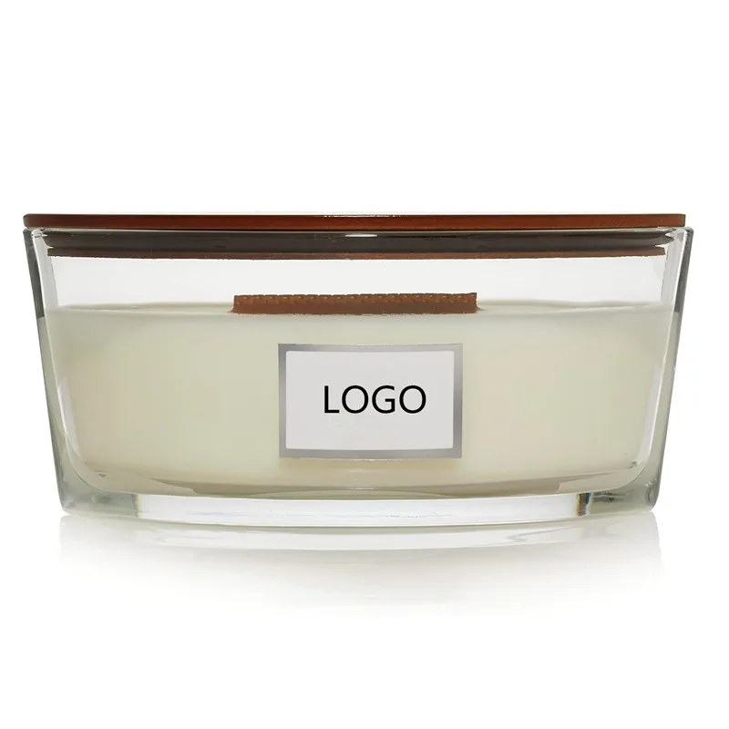 Customised Luxury Aromatherapy Boat Glass Candle Jar With Wooden Wicks