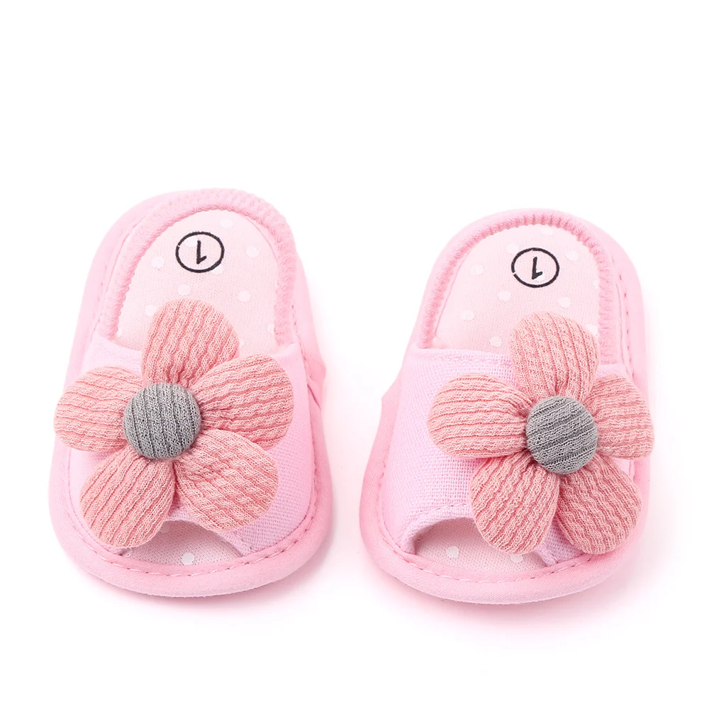 High quality baby sandals flower soft sole cotton baby slippers indoor newborn baby shoes in summer