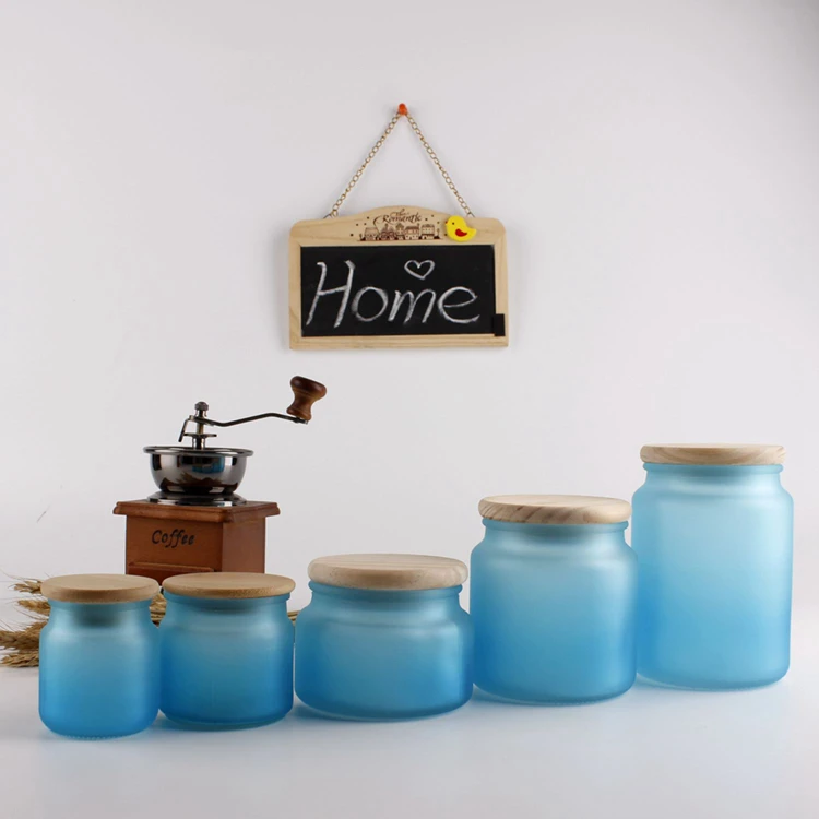 Luxury Wholesale 3.5oz 5oz 10oz 17oz 24oz Matte Frosted Blue Glass