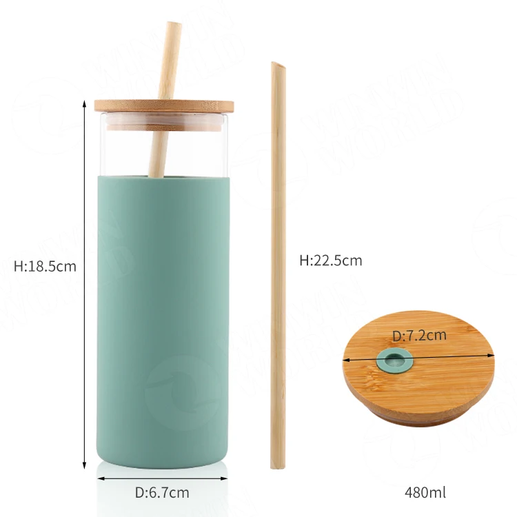 Drinking Glass Cups With With Bamboo Lids And Bamboo Straws,Glass Tumbler With Protective Drinking Glass Cups With With Bamboo Lids And Bamboo Straws,Glass Tumbler With Protective
