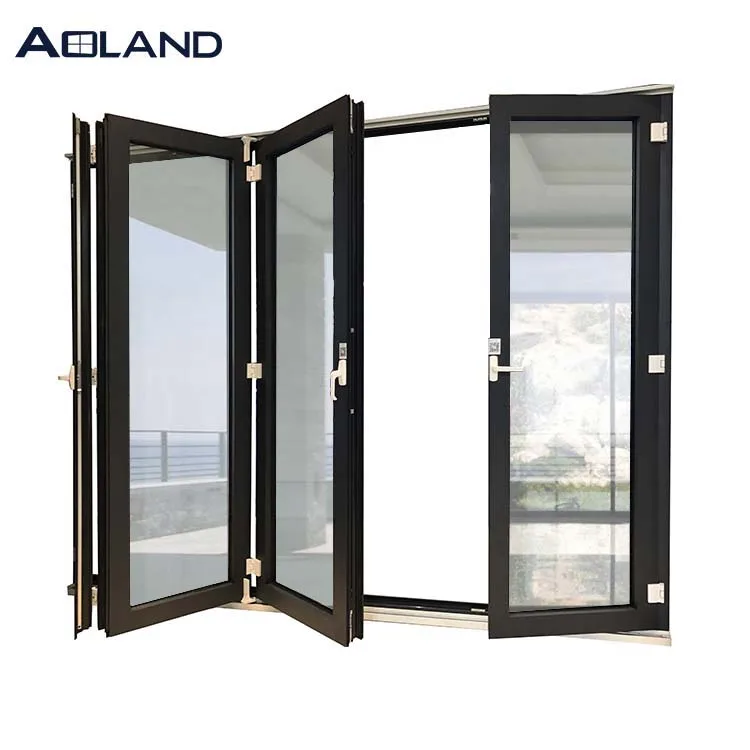 Aluminium commercial hurricane resistant sliding bi folding glass doors China factory price