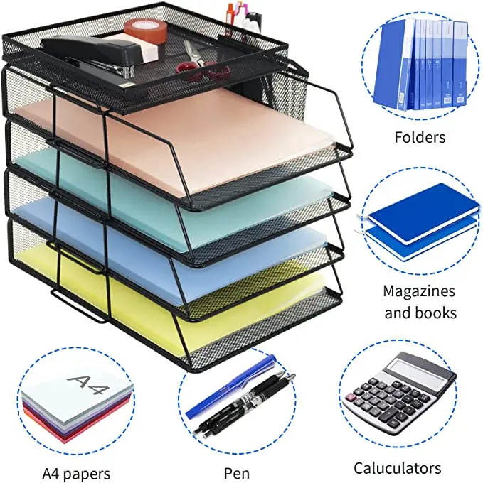 Desk Organizers Paper Letter Tray Organizer 4 Tier Office Supplies