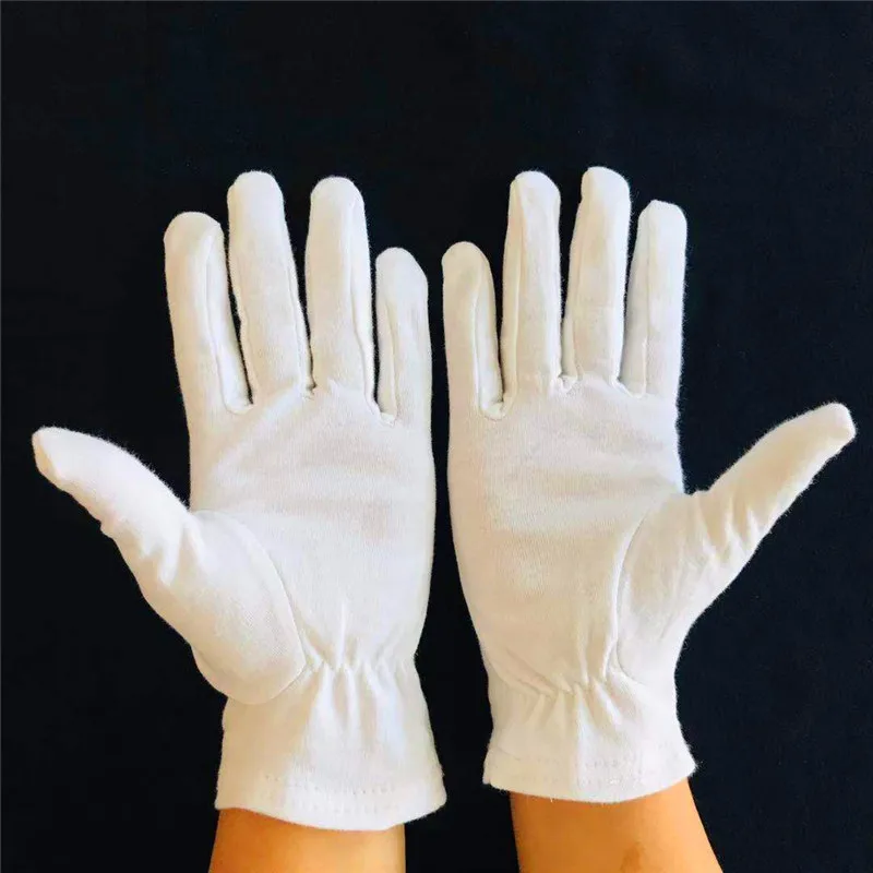 White Cotton Gloves High Grip Palm Waiters,Waitress Restaurant Serving Gloves 