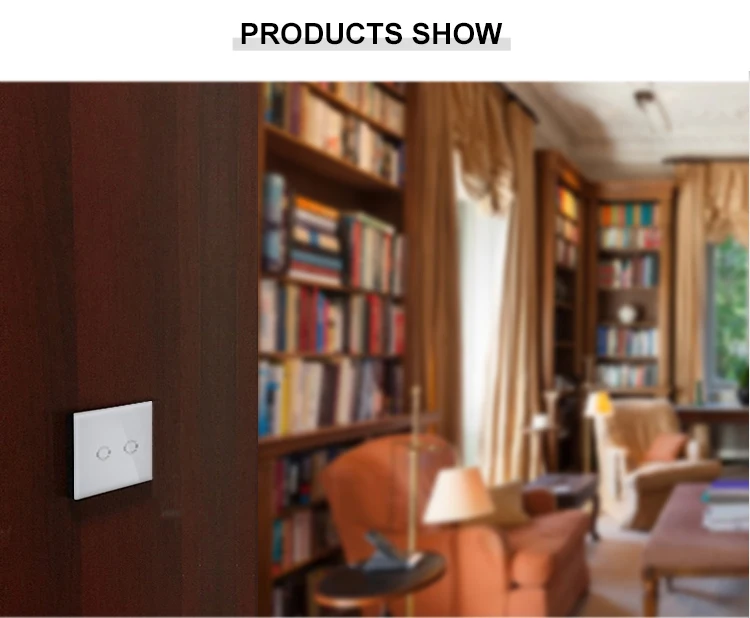 Uk Standard Wall Touch Light Switch Crystal Glass Plate Switch 2gang 1way Remote Wall Switch