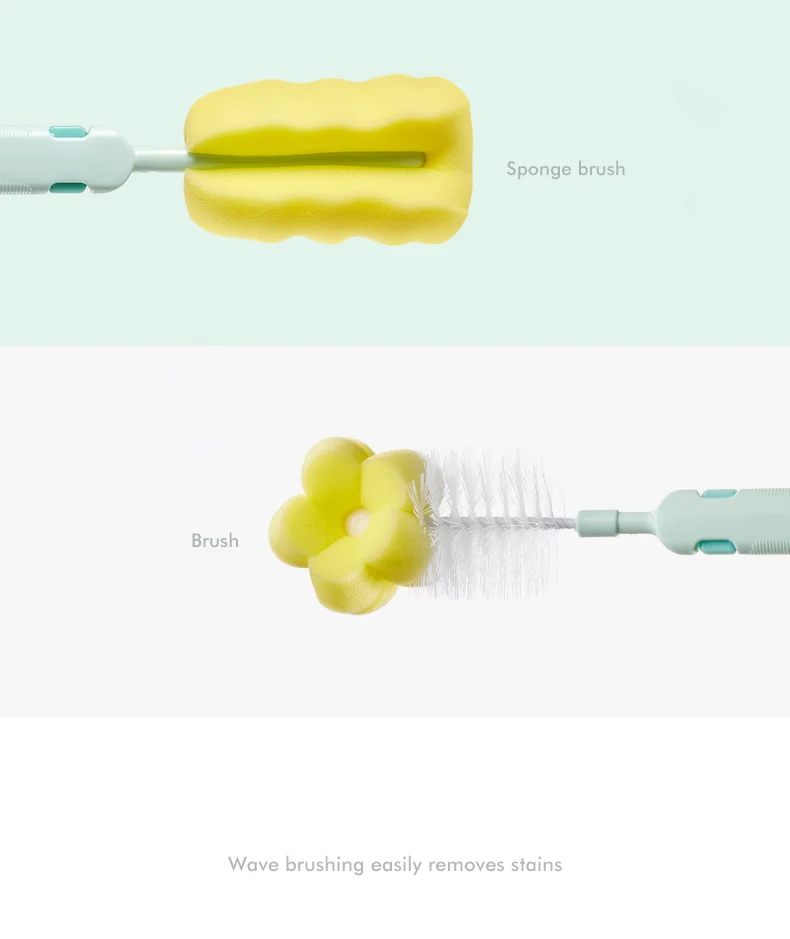 Sponge Bottle Cleaner, 2-in-1 Scrubber And Nipple Brush