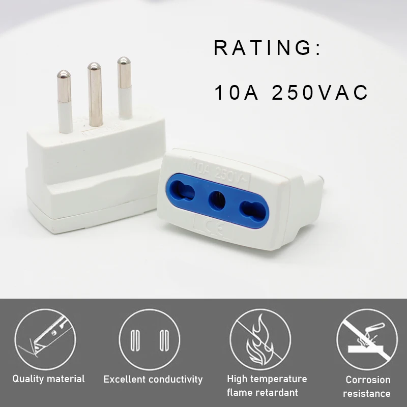 10a 250v Fast Dispatch Chile Standard To Italy 3 Pin Male Converter