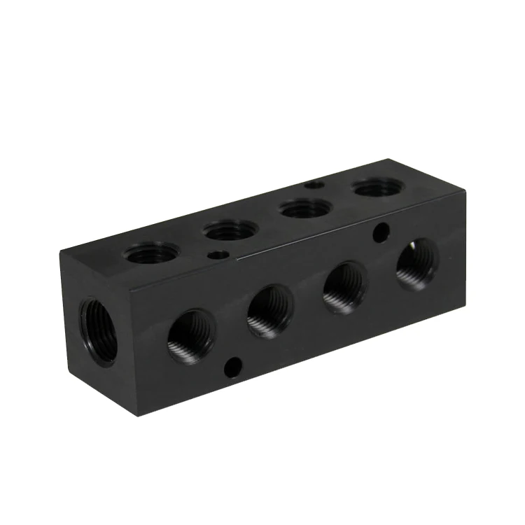 Anodized Aluminum Black Air Water Hydraulic Fluid Flow Rectangular ...