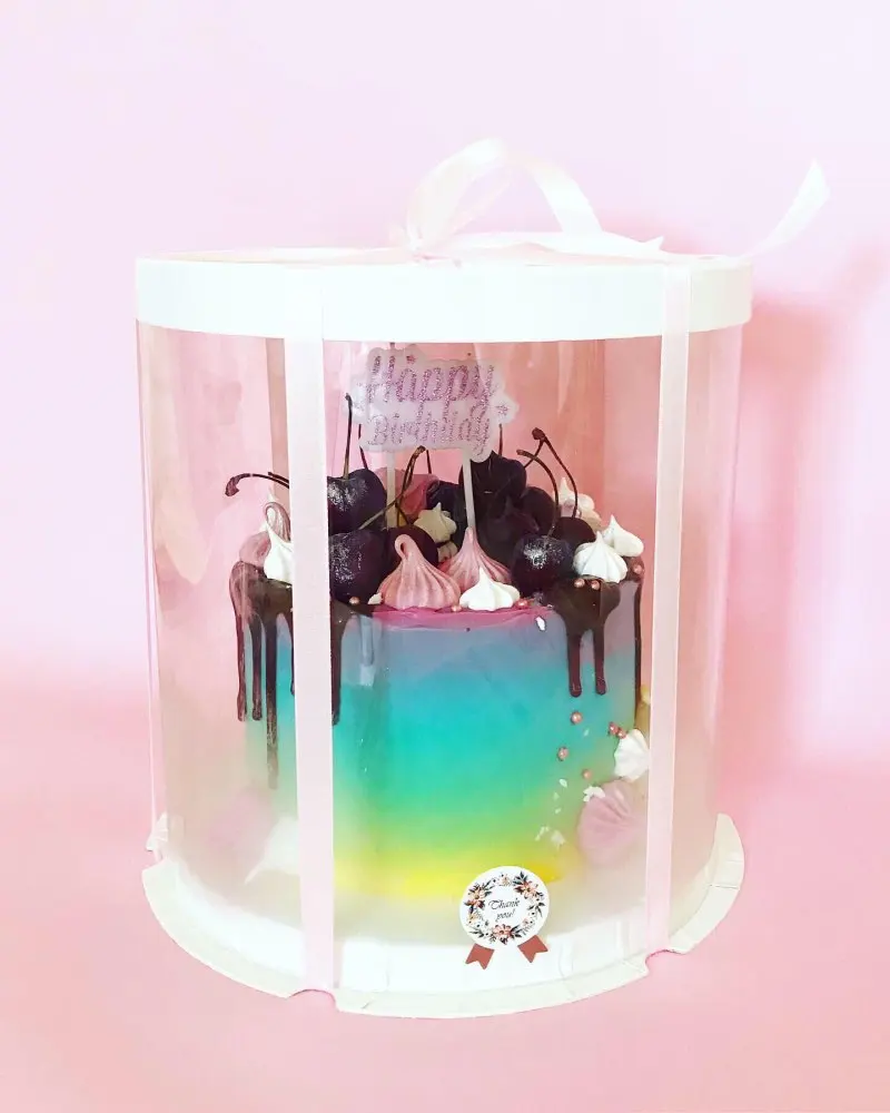 Disposable 8 Inch Round Cake Box For 2 Tier Cake Clear Cake Box With