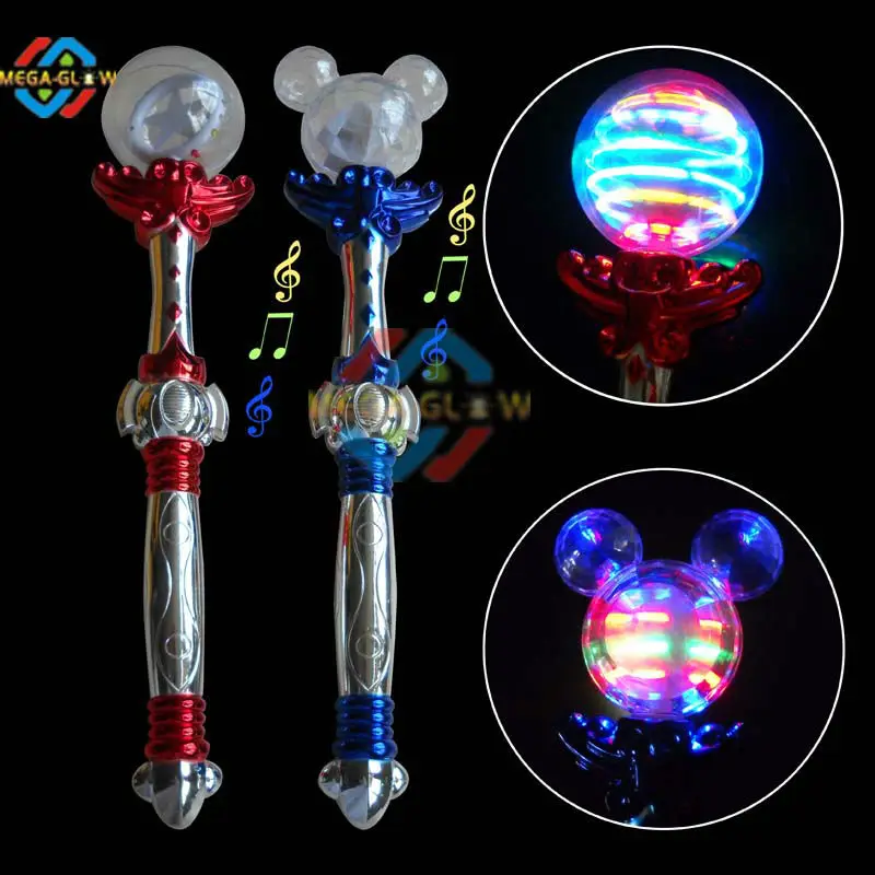 Light-Up Spinning Star Wand Princess LED Rave Toy Stick Flashing Wizard Ball 