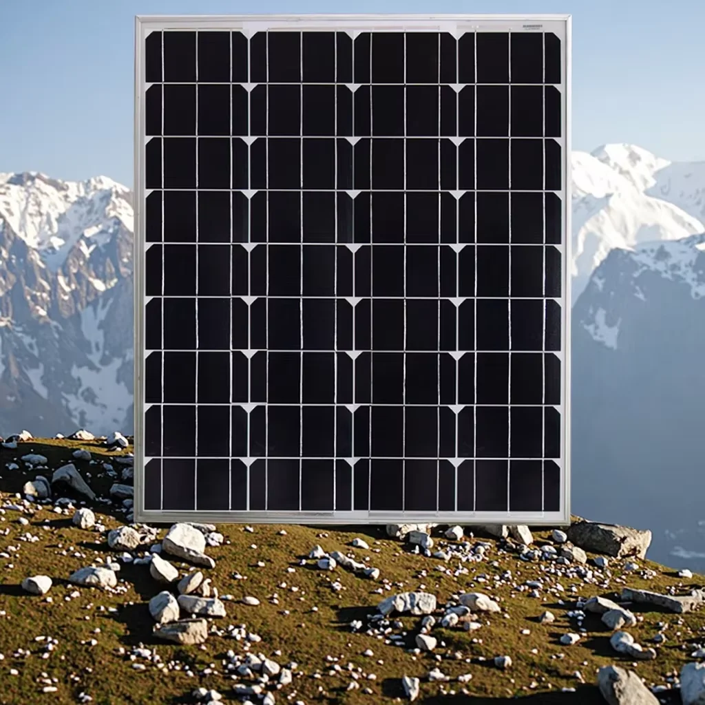 200W solar panel mounted on RV roof with tilt angle adjustment