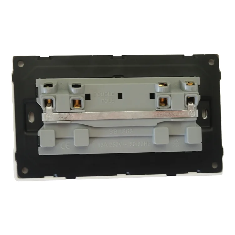 Factory Wholesale PC and Copper White Panel Switch Electrical British Standard 2 Gang Double 13A Switched Sockets Wall