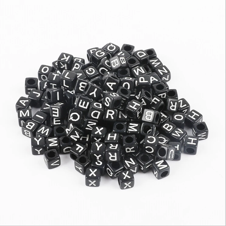 Gold Silver Square Letter Colours Beads Acrylic Number letter Beads Square  Spacer Beads For Jewelry Making DIY Necklace Bracelet