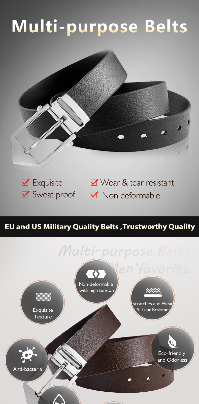 Genuine Nonleather Belt,Leather Look Belt,Most Durable Work Vegan Men