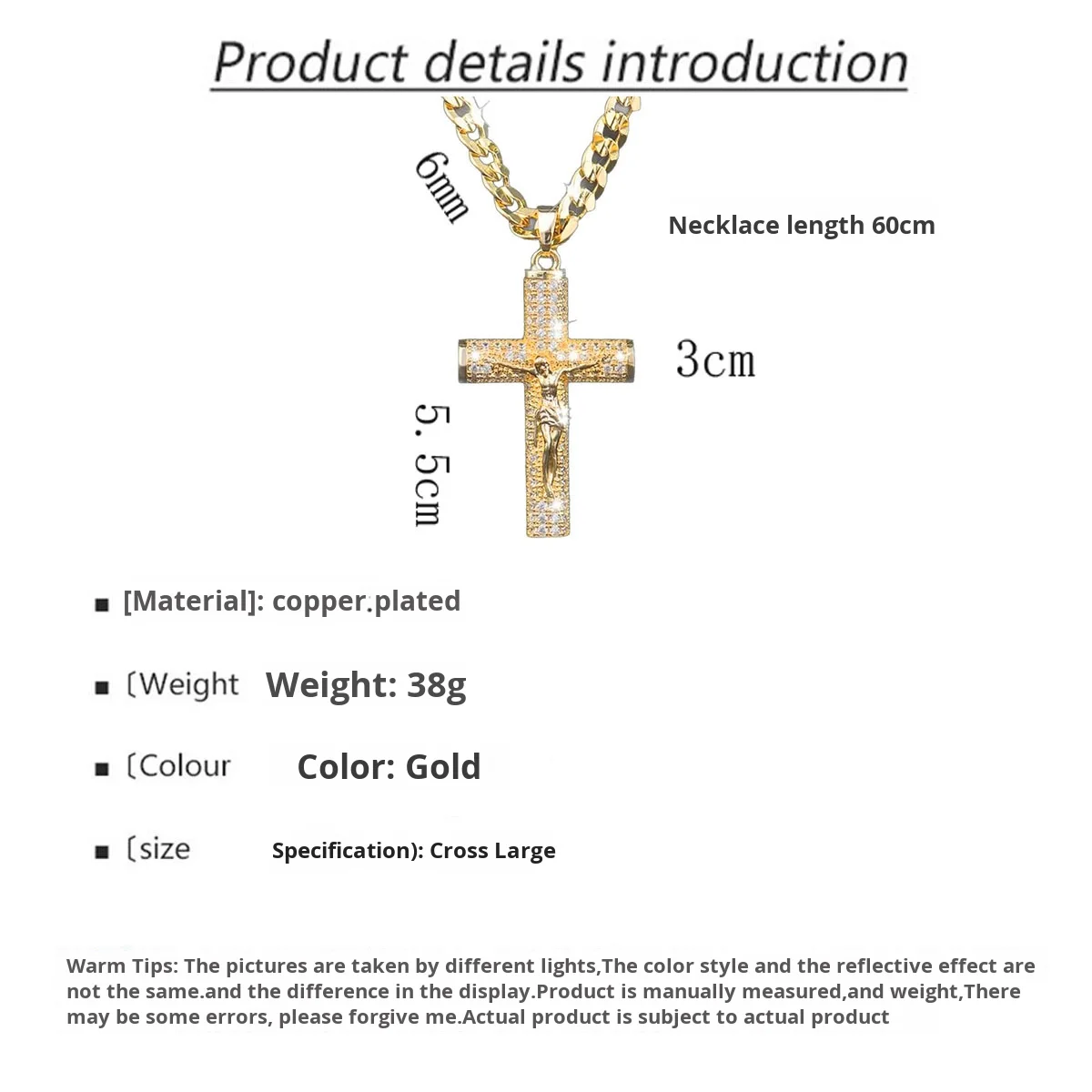 Wholesale Cross-Border Hip-Hop Fashion Copper Necklace Large Diamond-Encrusted Freshwater Cuban Chain Beauty Personal Care