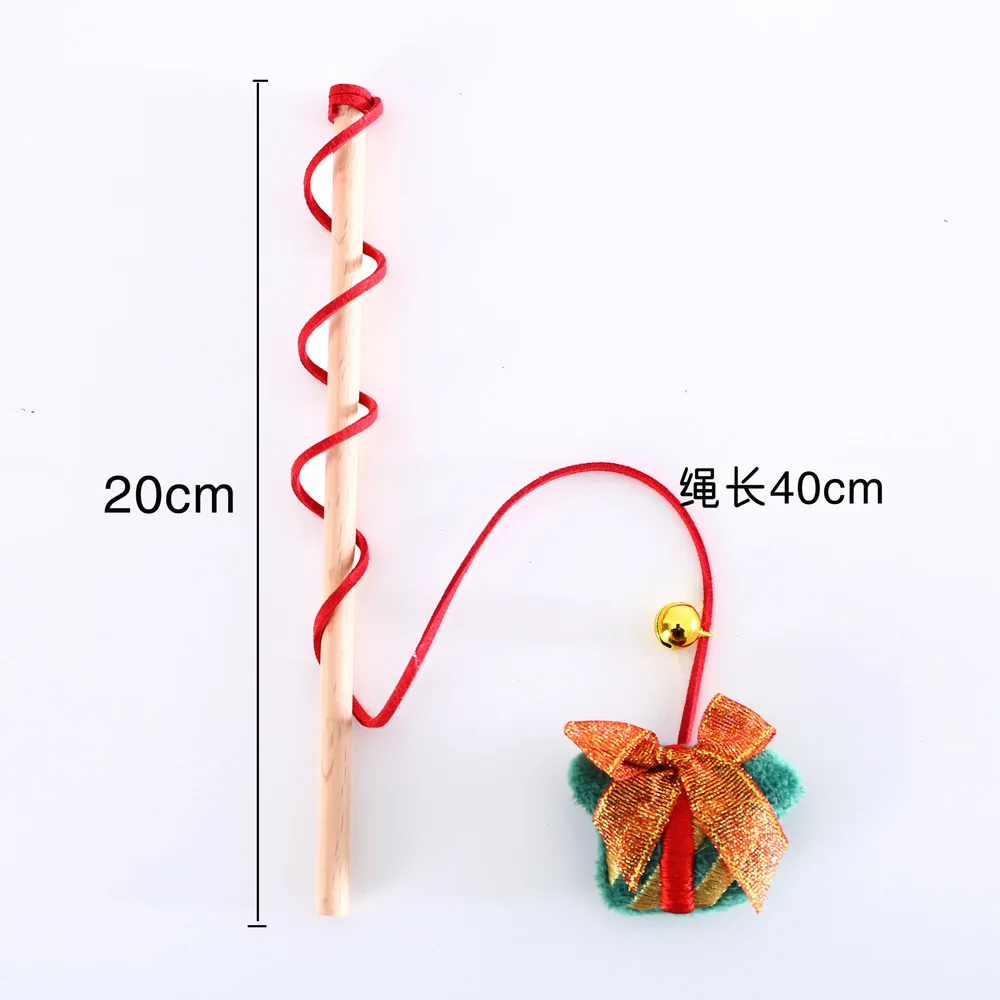 Interactive Eco-Friendly Cat Chew Toy Set Santa Claus Tree Hat Bow Tie Collar Teaser Wand Plush Christmas Pet Toy