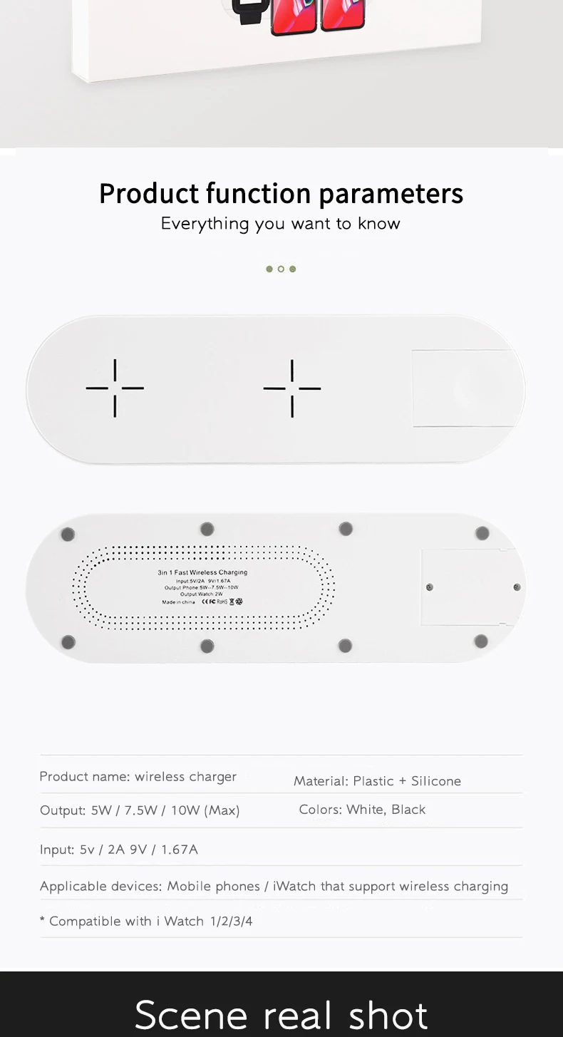 Latest 3 In 1 Fast Wireless Charging 15W Wireless Charger Station For Mobile Phone/Watch/Headset Cell Phone Charging Station