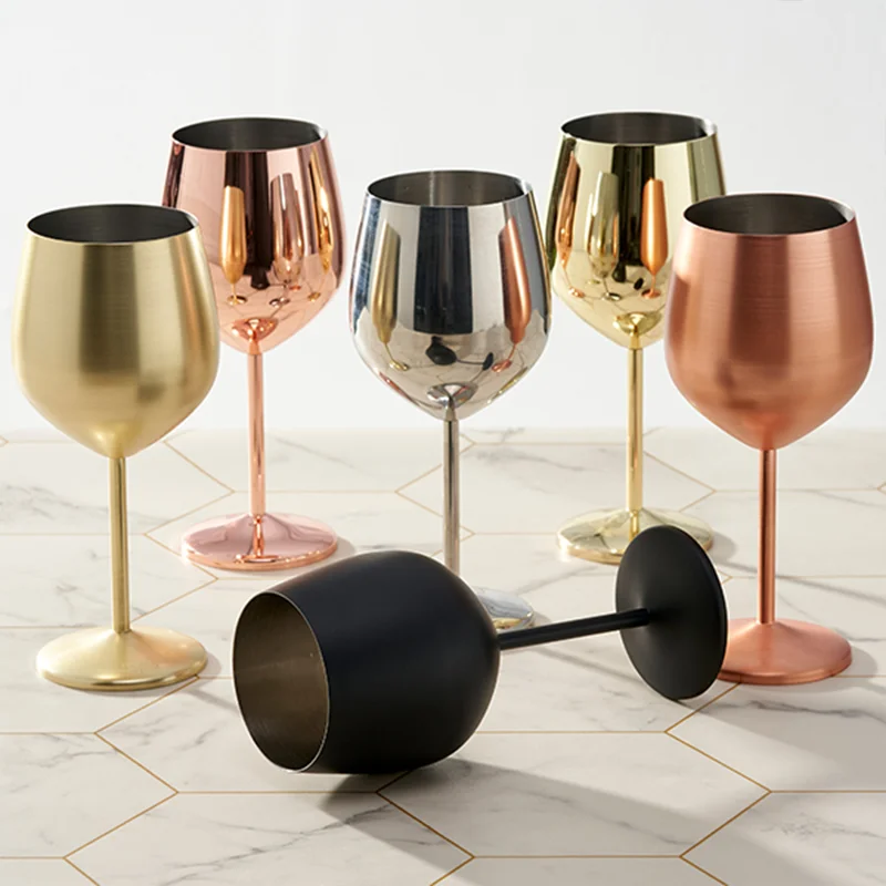 Fse 450ml Cocktail Glass Metallic Wine Glasses Double Wall Metal Wine