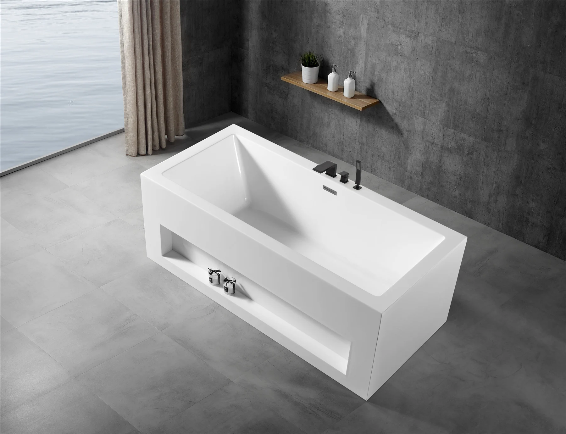Artificial stone bathtub household independent seamless shaped oval-shaped Nordic bathtub