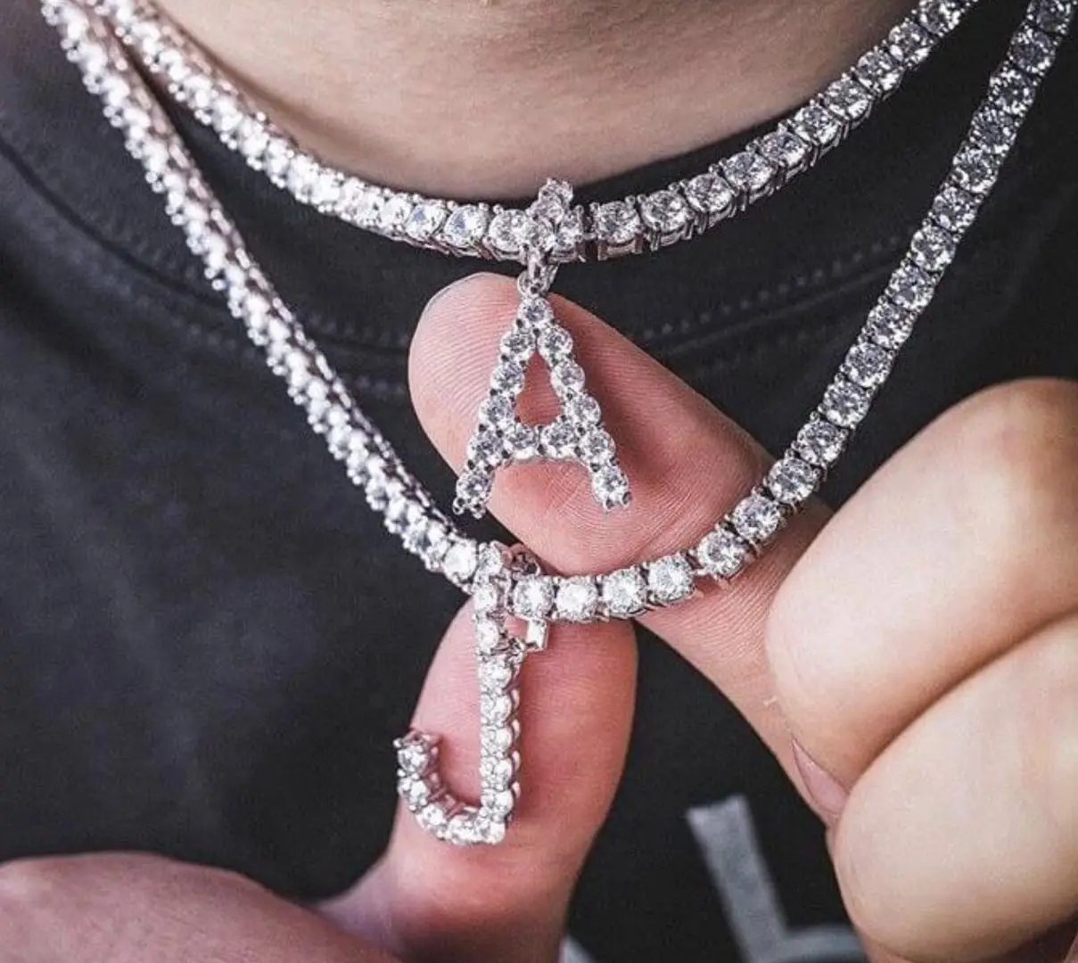 Hip Hop Jewelry Iced Out Sterling Silver Custom Initial