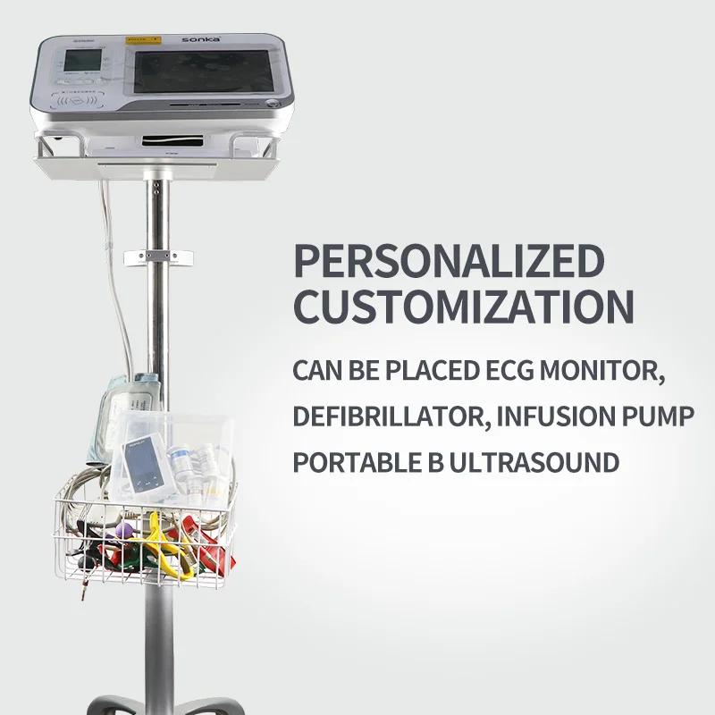 product hospital medical stainless steel monitoring instrument trolley for ecg ultrasound cart-62