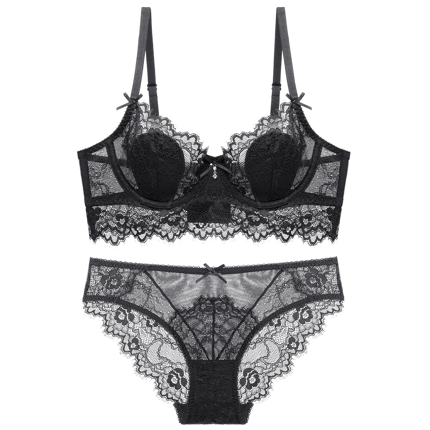 Customizable Women's Bra Lace Mesh Bra Underwear Embroidery Push Up ...