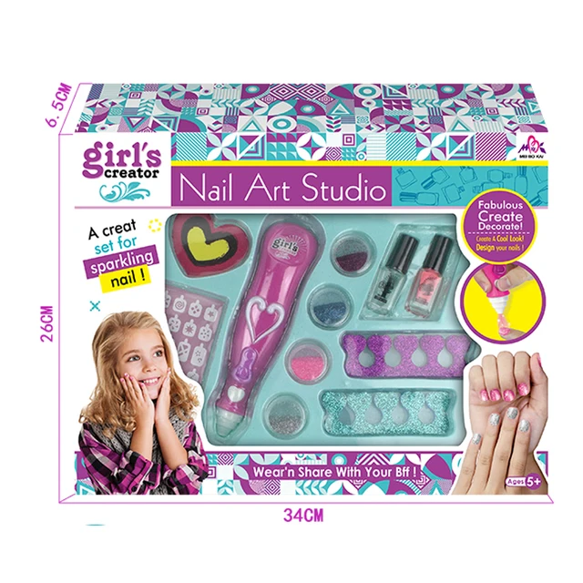 Nail Art Studio Girl S Creator Fabulous Create Decorator Sparkling Nail Set For Children Play House Toys Girl Buy Nail Set Nail Art Sparkling Nail Product On Alibaba Com