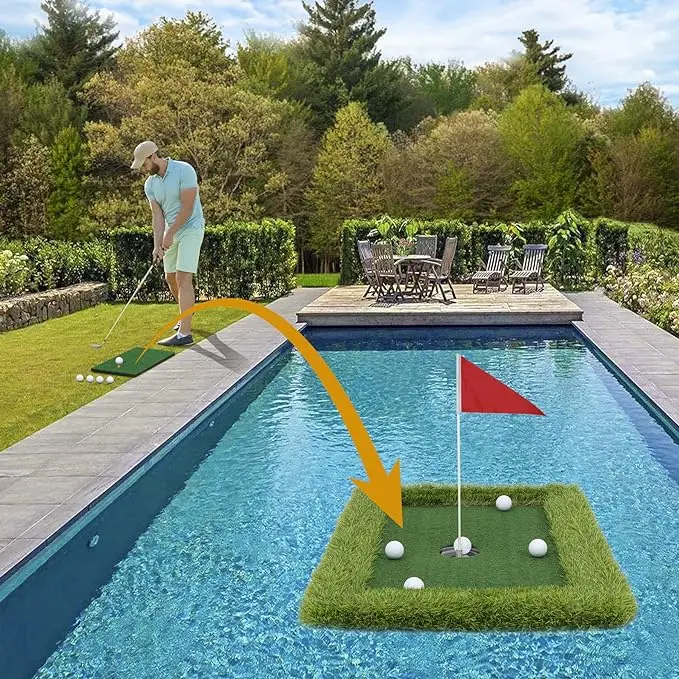 Floating Golf Green For Pool Floating Chipping Pool Golf Turf Mat Set ...