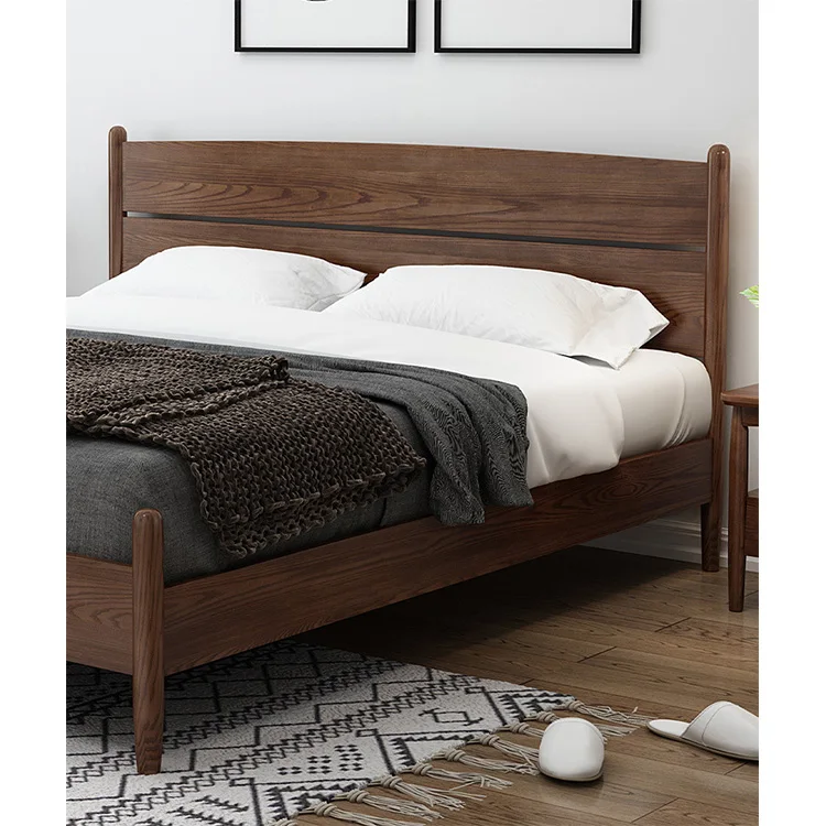 product-BoomDear Wood-solid wood bed bedroom double queen size bed frame bed headboard design factor-1