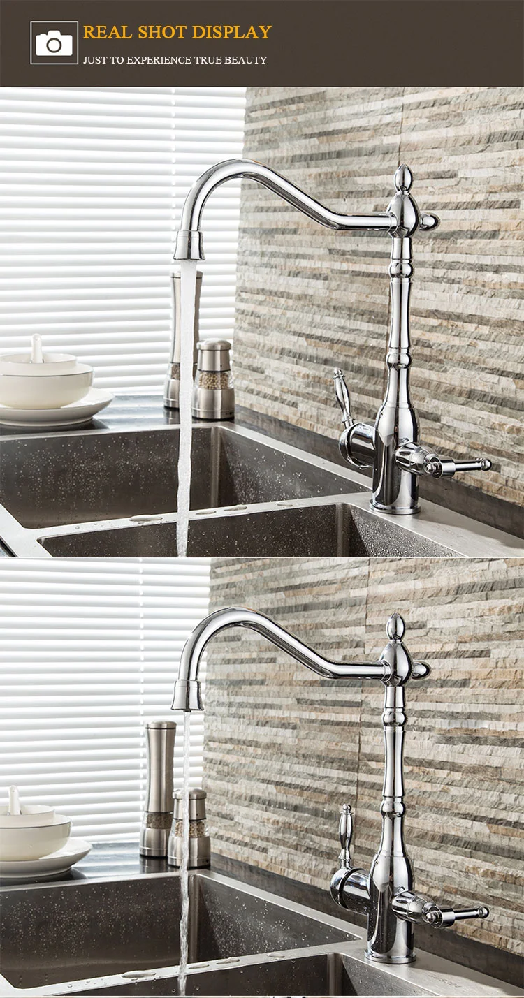 Traditional double handle deck mount Kitchen Sink Faucet Bar Mixer Tap Black Wet Bar Sink Faucet
