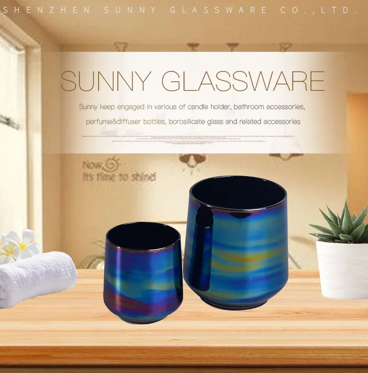 high quality new creative iridescent decorative glass candle jar