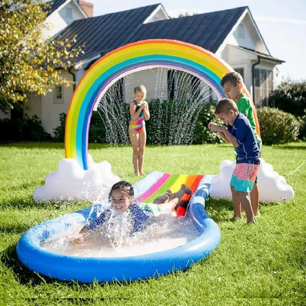 rainbow sprinkler toys outdoor inflatable pools summer fun spray water toy