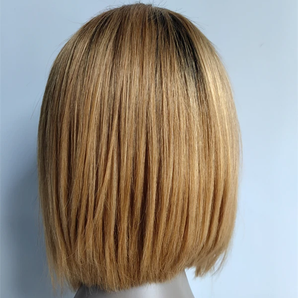 Indian remy human hair 1b/27 short bob 13*4 front lace wig