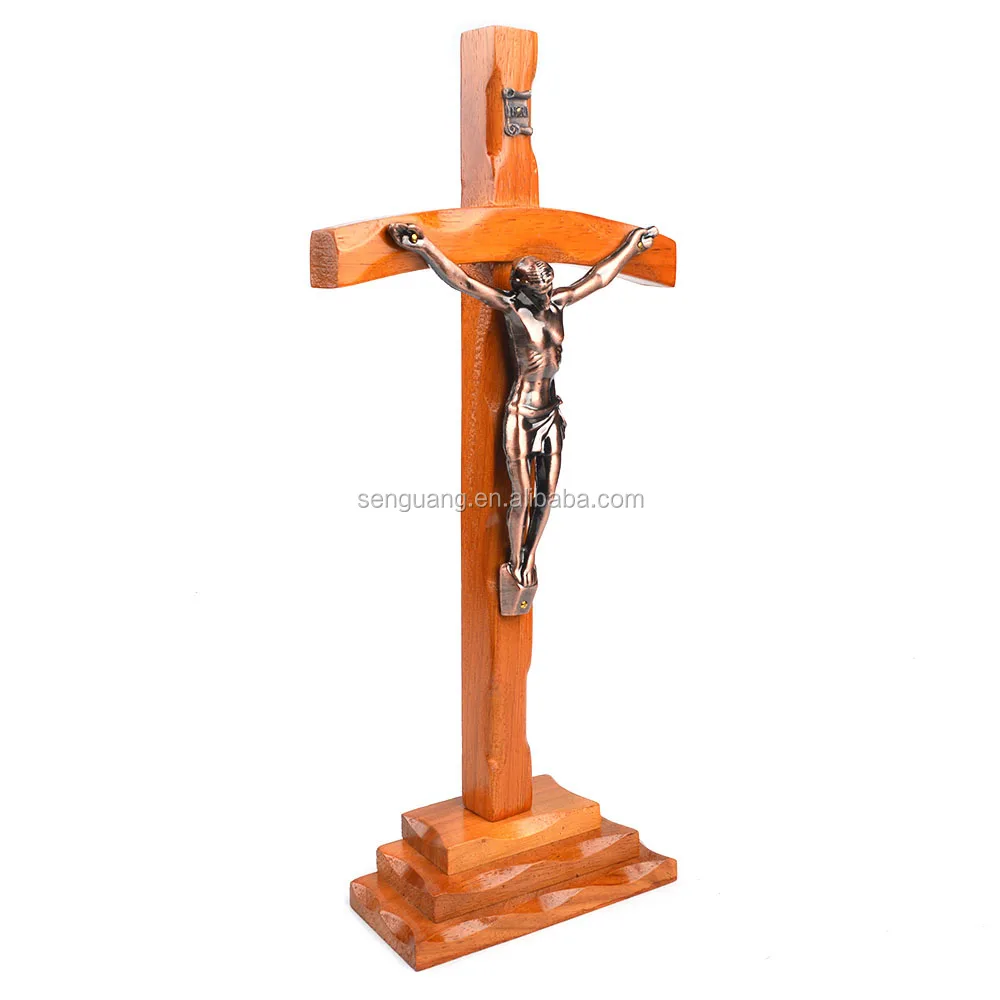 Jesus Christ On Cross Statue – Silver Crucifix Home Decor For Tabletop Or Shelf - View #10