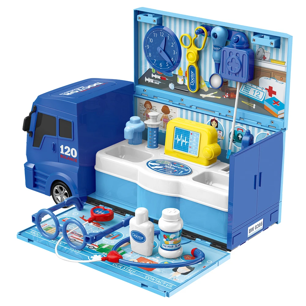Doctor Ambulance Role Play Toy 21pcs Kid Education Pretend Play Toy Set