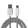 TKETAI Braided White And Black Stripe 1m 2.4A Max Micro 5Pin Type C Cable For Phone