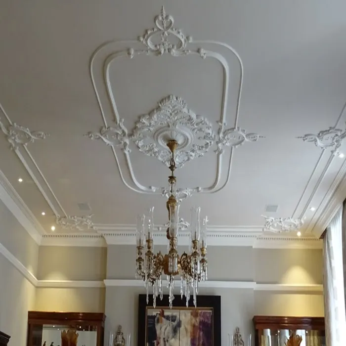 Decorative Gypsum Fiberglass Carving Ceiling Roses For Ceiling