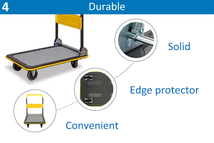 Warehouse 4 Wheel Heavy Duty Hand Pull Push Foldable Platform Truck