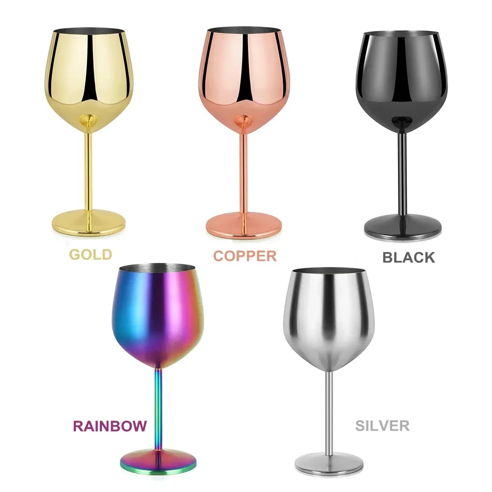 Gold Wine Glasses Amber Goblet Embossed Colored Stainless Steel