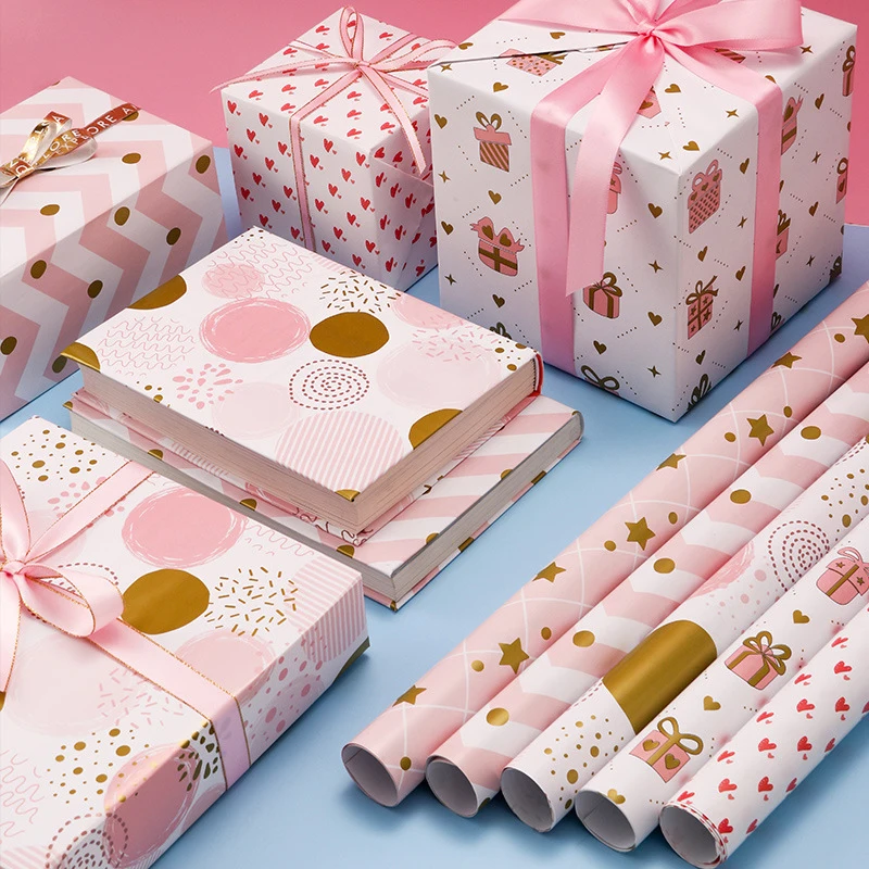 Pink And Gold Birthday Wrapping Paper Cute Pink T Wrap For Birthday Holiday Girls Princess