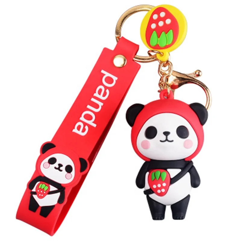 
Wholesale New Cute Zoo National Treasure Travel Bag Pendant Gift 3D Rubber Panda Doll Cartoon Keychain 
