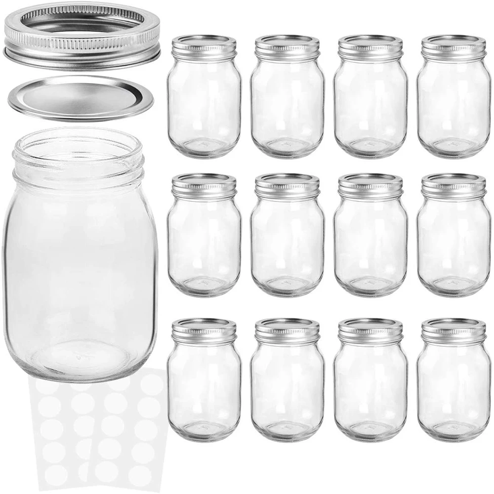 Wholesale Custom Made 380ml 12 Ounce Round Glass Mason Jar Drink Straw Glass Mason Jar Bottle 5856