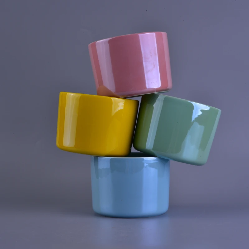 Pearl Glazed Ceramic Candle Holders in Solid Colors Home Decoration Pieces