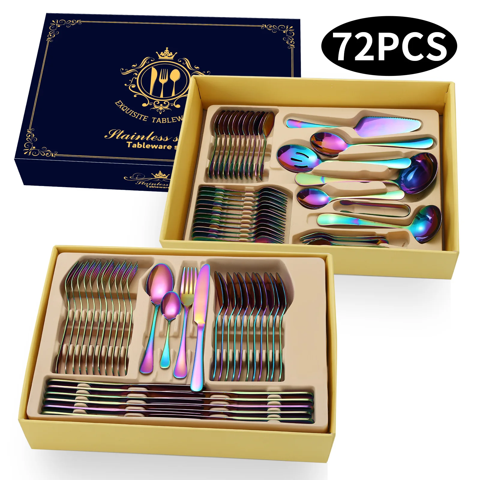 Luxury Flatware Set With Box Gold Or Silver Plated Stainless Steel