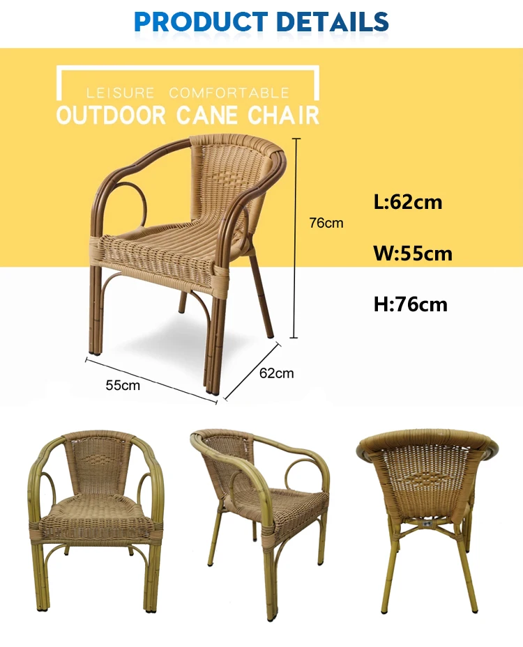 Outdoor Garden Coffee Restaurant Round Plastic Weaving Flower Wicker Rattan Bistro Chair.jpg