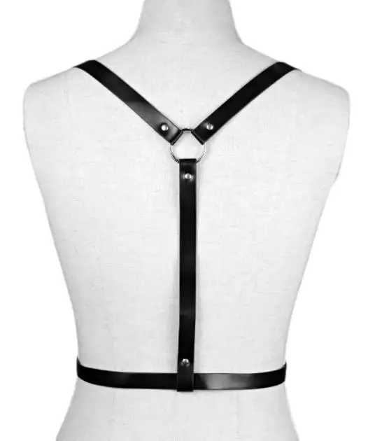 Black Faux Leather Harness Strap Belts Women Lingerie Body Bondage Cage Sculpting Harness 