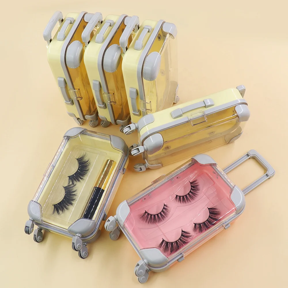 2020 Cute Suitcase Eyelash Case Packaging 25mm 3d Mink Eyelash Luggage Eyelash Case Buy 9371