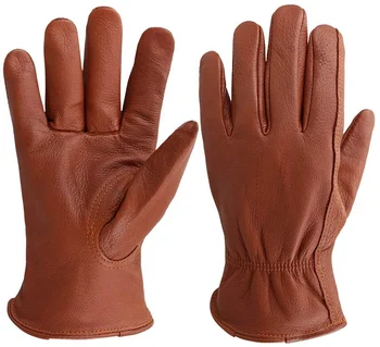Brown Deerskin Leather Work Gloves For Industrial Production/riding ...