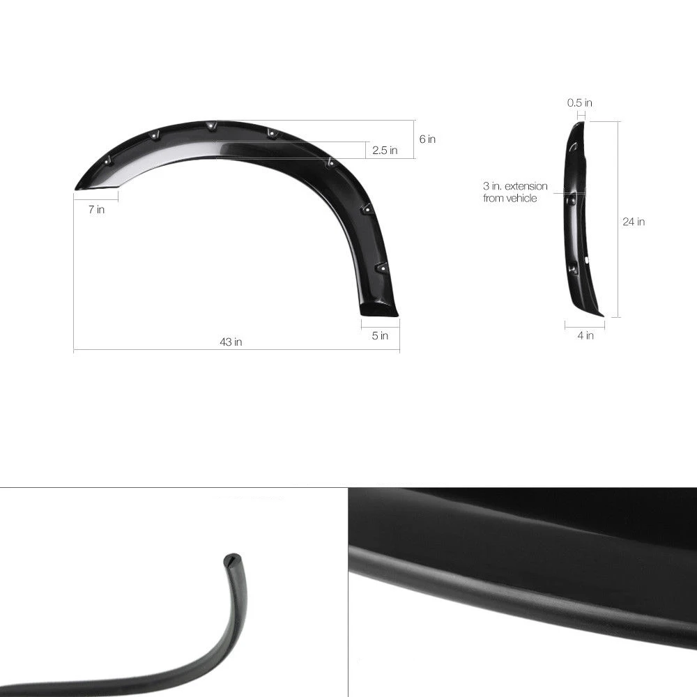 L-Style Car Truck Wheel Arches Fender Flares Cover Rubber