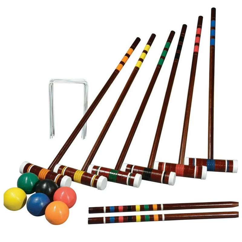 Classic 6 Player Deluxe Wood Croquet Game Kids Outdoor Playing Sports